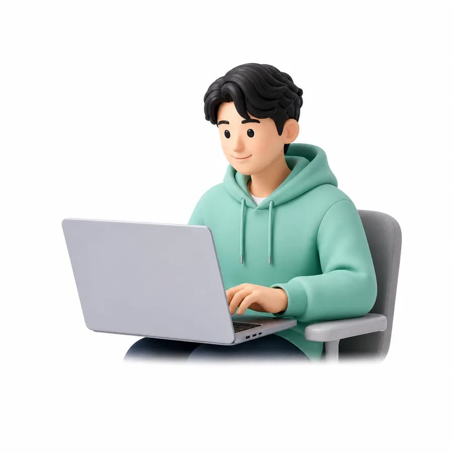 노트북으로 기능을 개발하는 일러스트