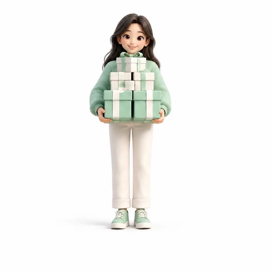 새 기능을 뜻하는 선물을 든 일러스트
